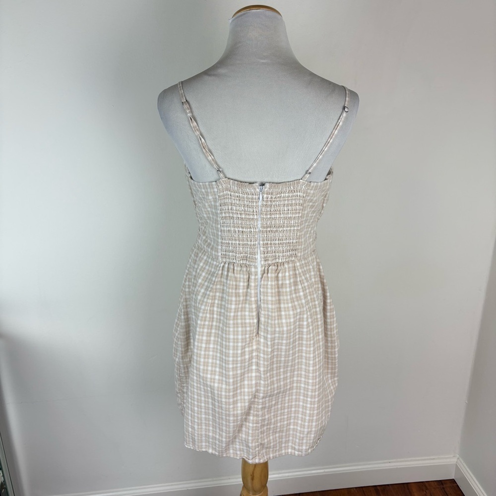 Abercrombie & Fitch Plaid Gingham Double Knot-Front Cutout Mini Dress Size M - Picture 3 of 5